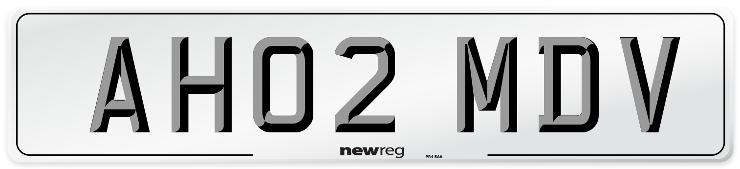 AH02 MDV Number Plate from New Reg